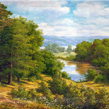 Схема вышивки «лесное озеро»