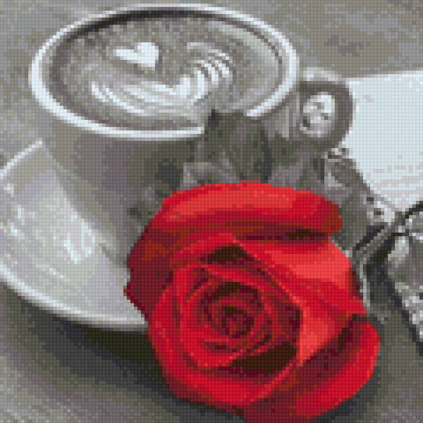 Роза и кофе - монохром, роза - предпросмотр