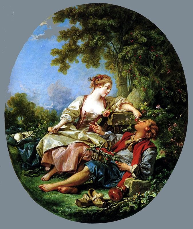 Прогулка по саду - люди, пастораль, живопись, двое - оригинал