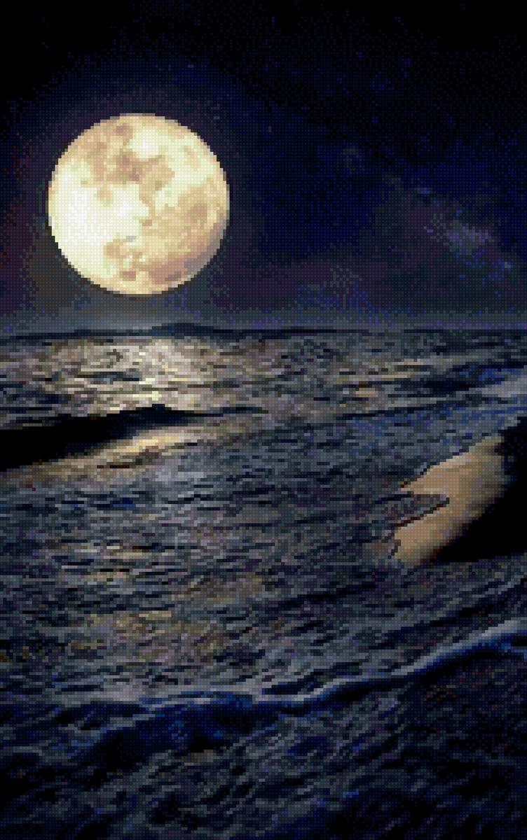 море и луна - ночь у моря - предпросмотр