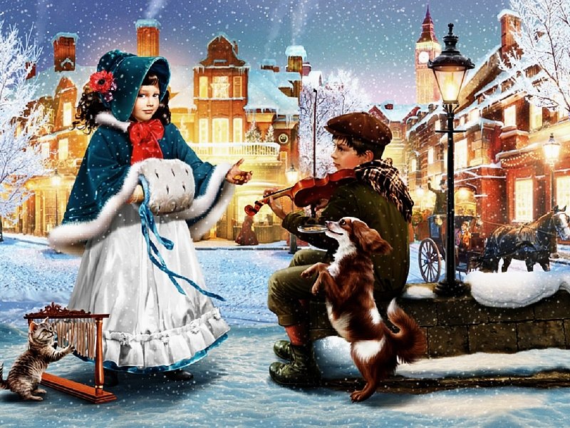 №2568260 - зима, пейзаж, дети - оригинал