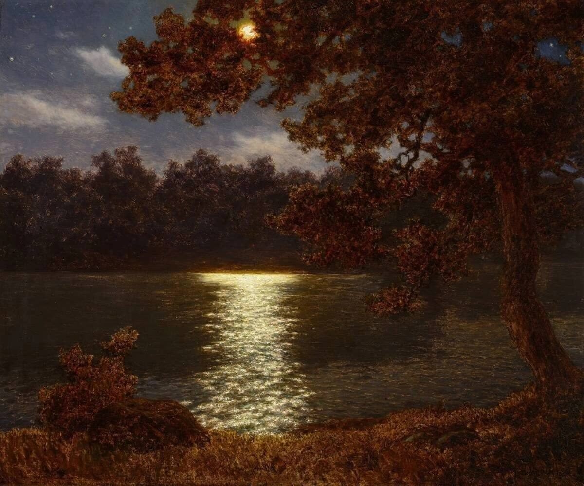 Лунное озеро - ночь, вода, луна - оригинал