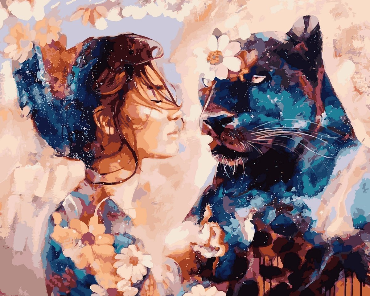 Девушка и пантера - девушка, пантера, красота - оригинал