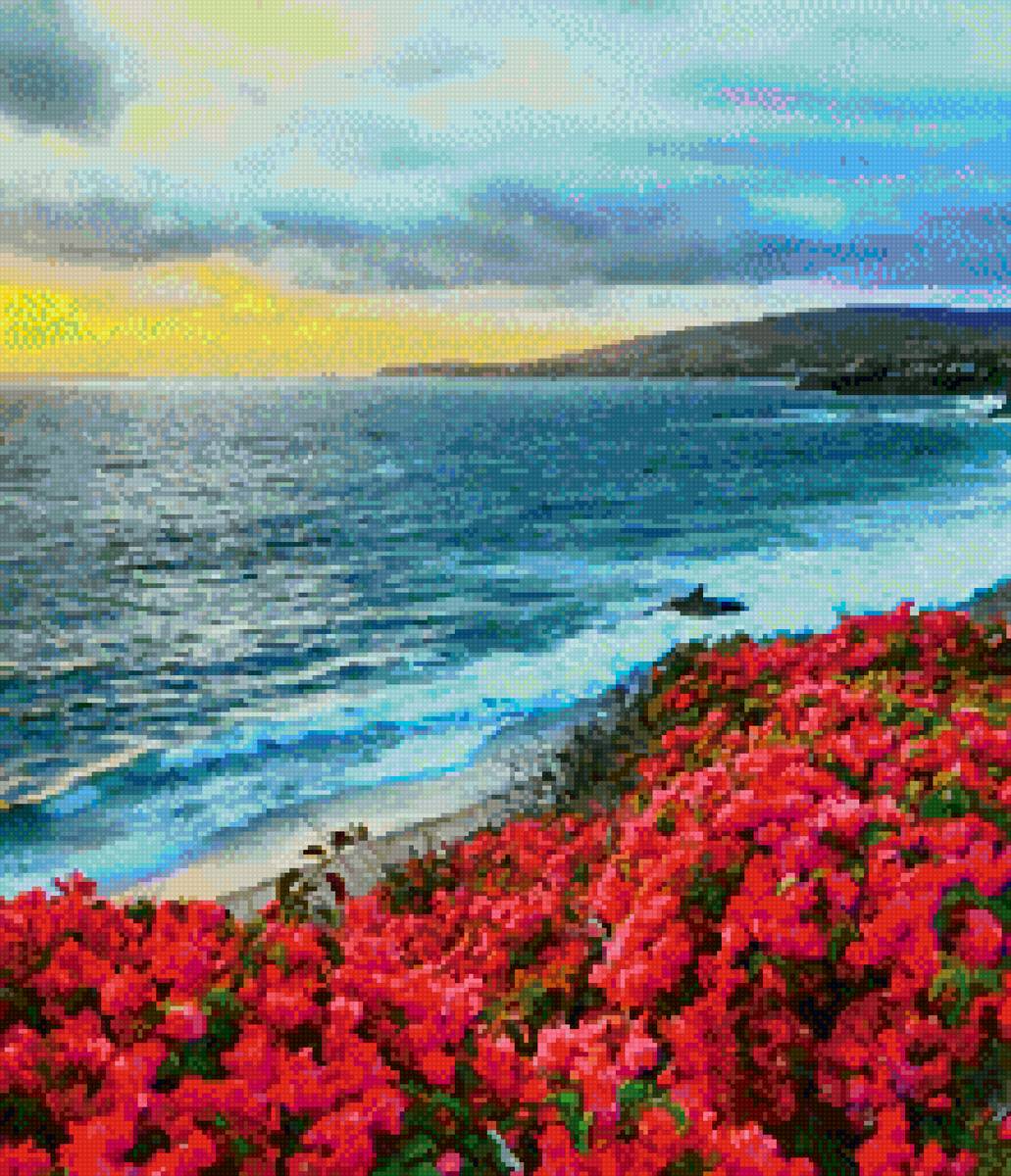 Море - природа, лето, цветы, море, вода - предпросмотр