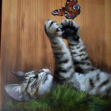 Схема вышивки «Котик с бабочкой»