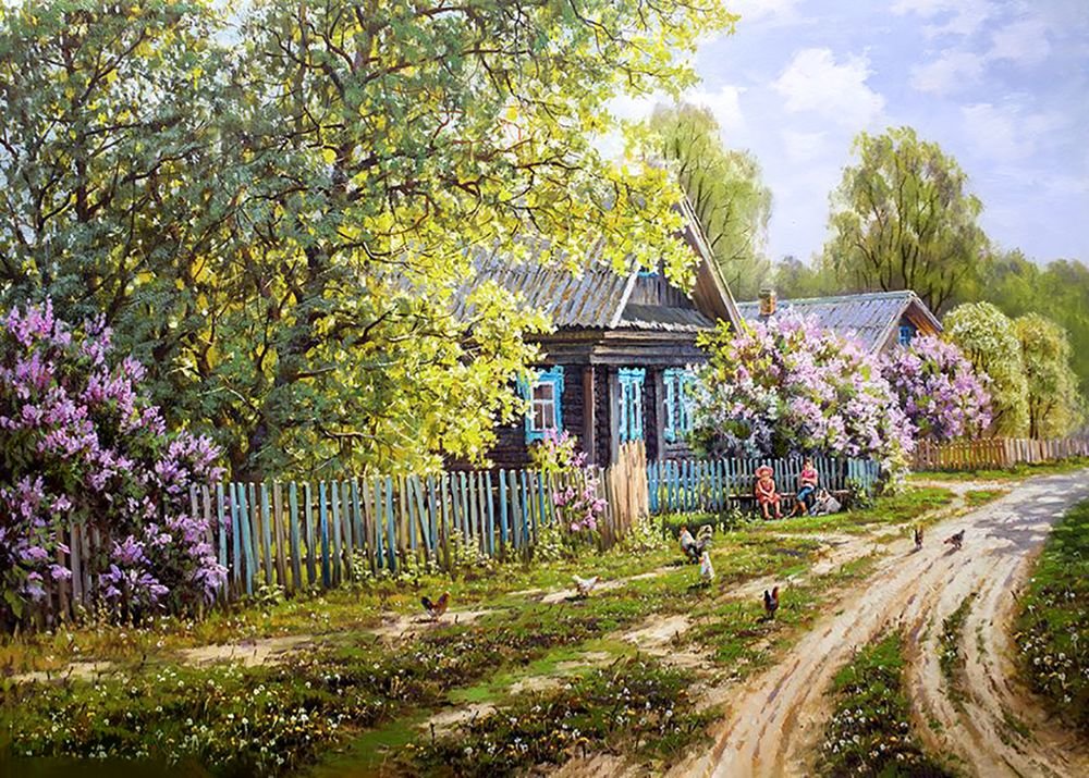 деревенька - пейзаж.деревня. лето - оригинал