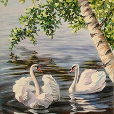 Схема вышивки «Лебеди на пруду. Александр Егоров»