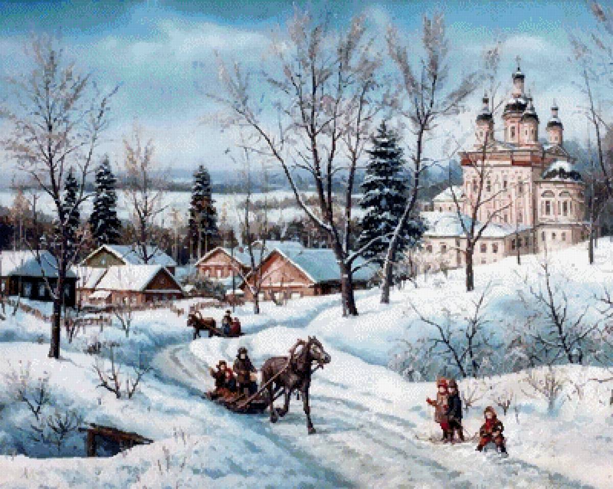 Сергей Хананин. Зимний пейзаж. - пейзаж, русский, сергей хананин, русские, зима - предпросмотр