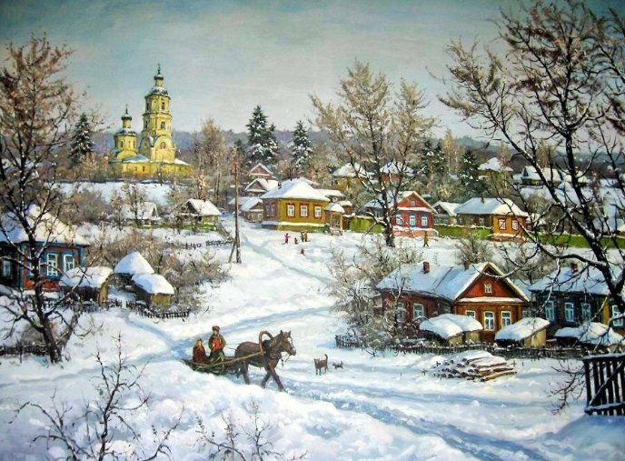 Сергей Хананин. Зимний пейзаж. - пейзаж, русские, сергей хананин, русский, зима - оригинал