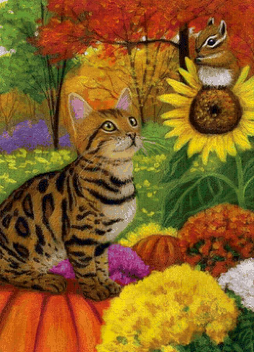 Бенгал - кошачий портрет, картина, кошки, живопись, животные - предпросмотр