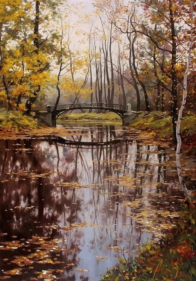 Мостик в Гатчине. Алексей Адамов - русские художники - оригинал