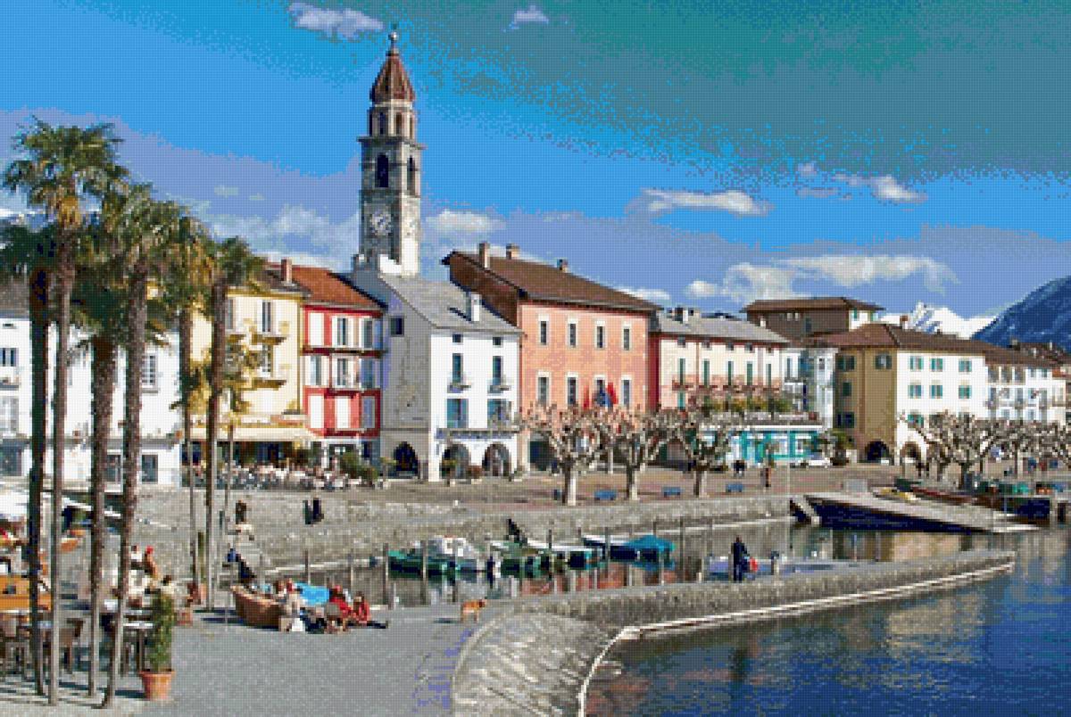 Город Швейцарии - город, набережная, швейцария, пейзаж - предпросмотр