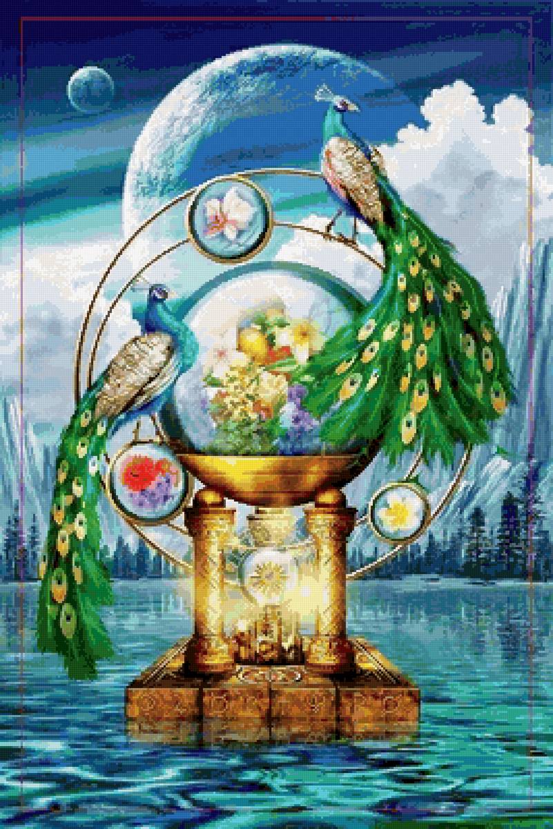 №2571754 - пара, птицы, фэнтези, павлины - предпросмотр