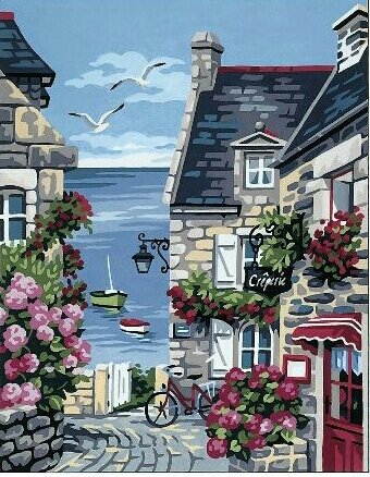 Морской городок - пейзаж, побережье, море, берег, природа - оригинал