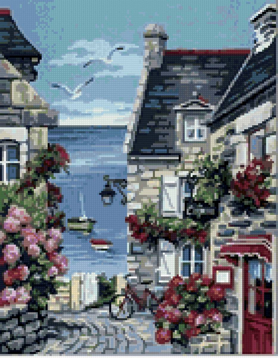 Морской городок - побережье, море, берег, пейзаж, природа - предпросмотр