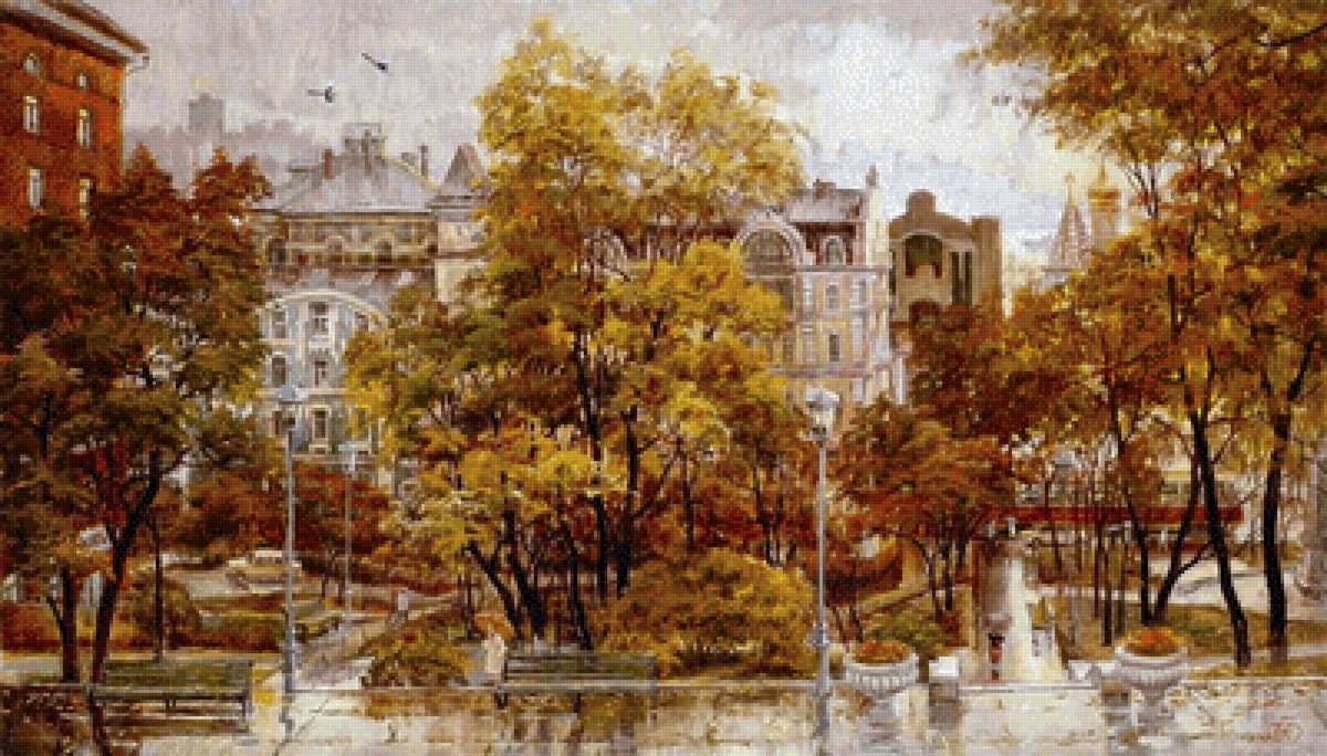 Серия "Владивосток" (Театральная площадь) Худ. Осиповы - владивосток, осень, картина, город - предпросмотр