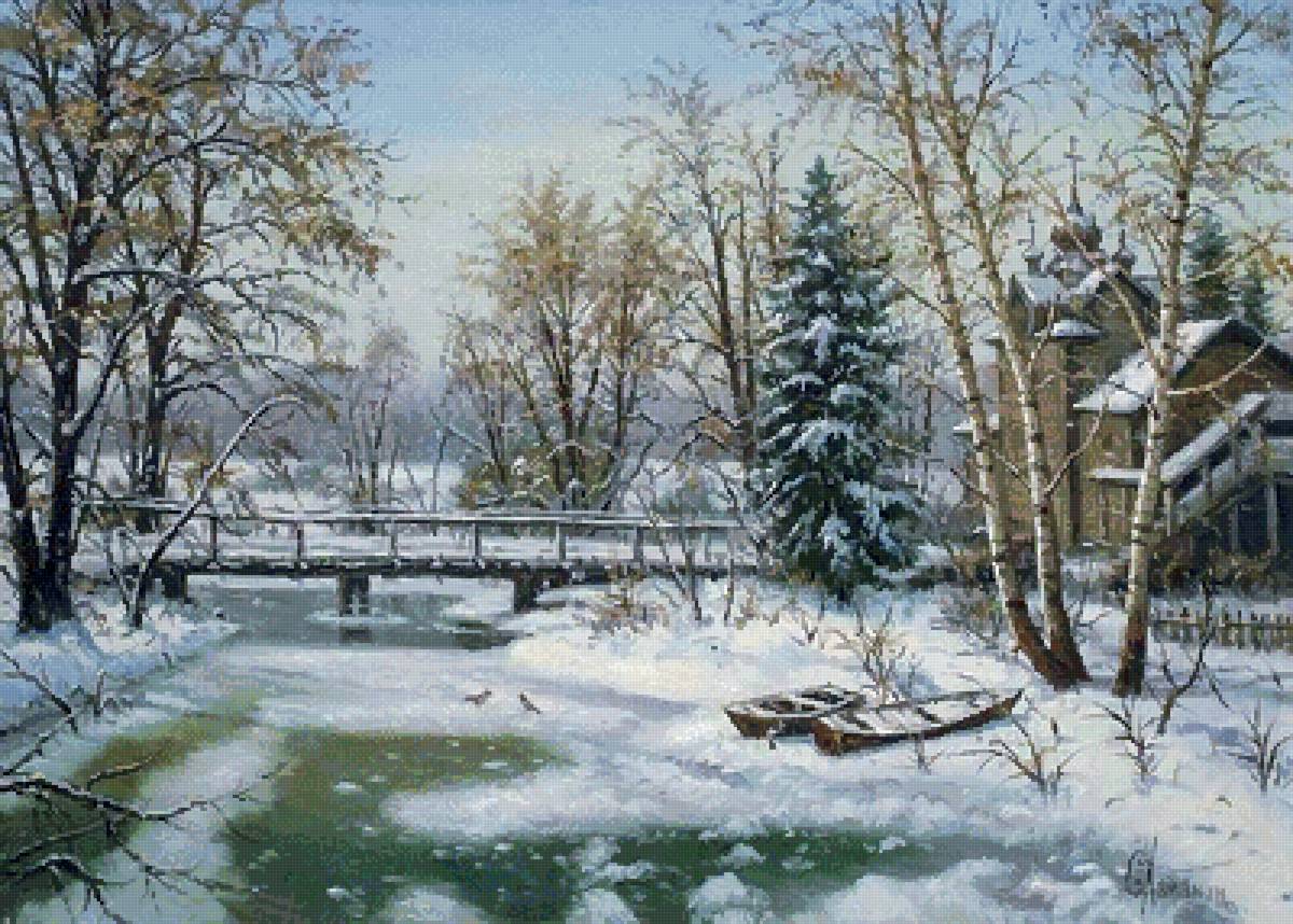 Сергей Хананин. Зимний пейзаж. - русские, зима, сергей хананин, русский, пейзаж - предпросмотр