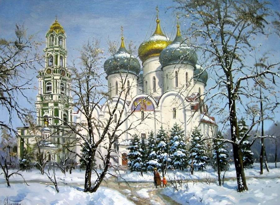 Сергей Хананин. - пейзаж, зима, купола, сергей хананин, собор, русский, русские - оригинал