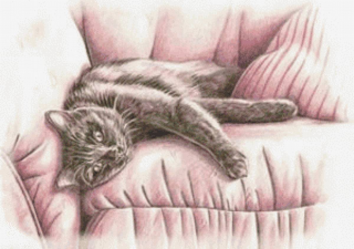 Уютный диван - кот - предпросмотр