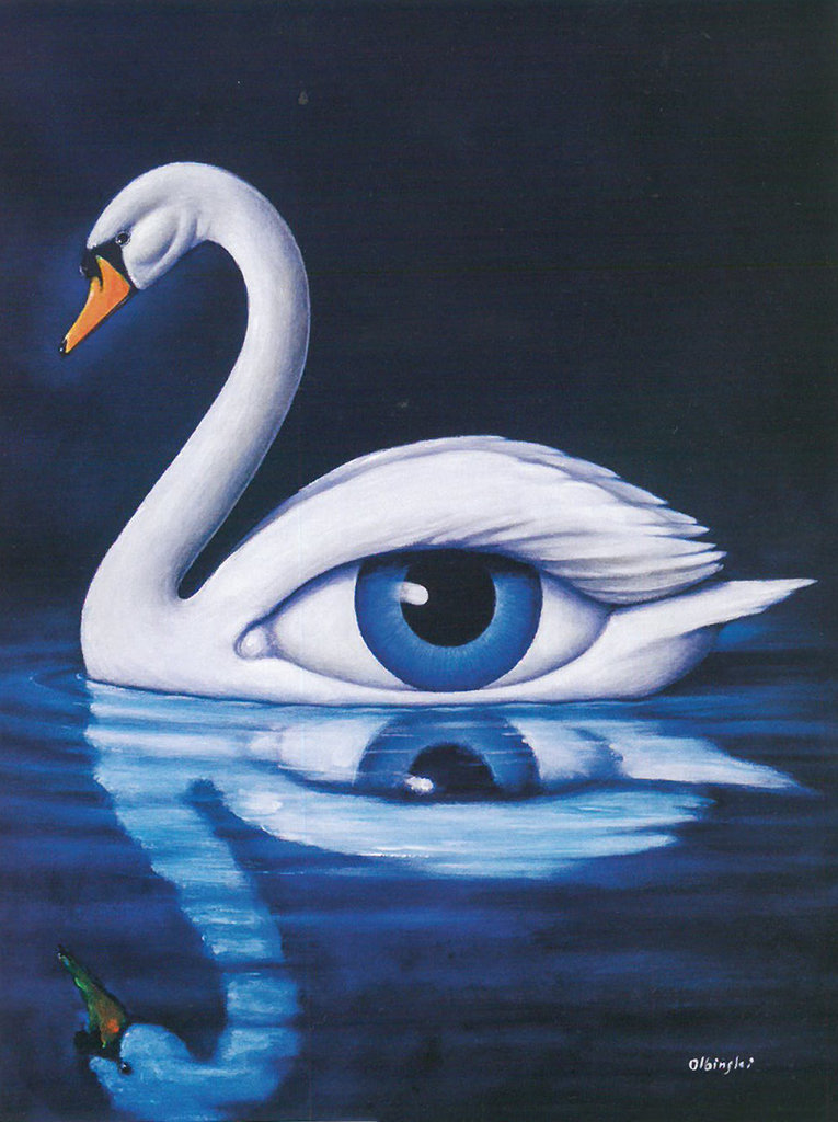 лебедь Ольбинского - лебедь, сюрреализм, картина, море, глаз, ольбинский - оригинал