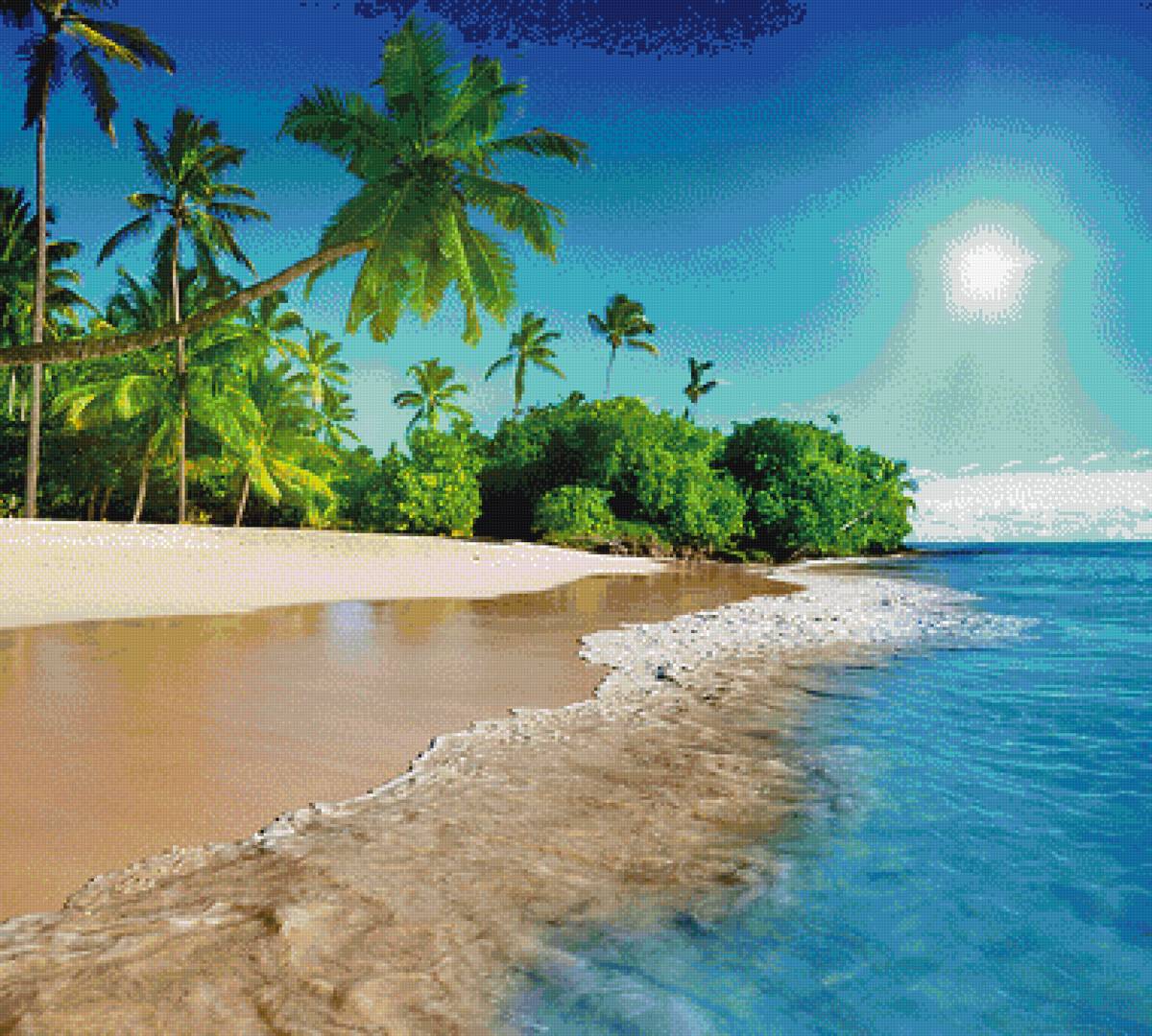 Солнечный берег - пальмы, море, пляж., берег - предпросмотр