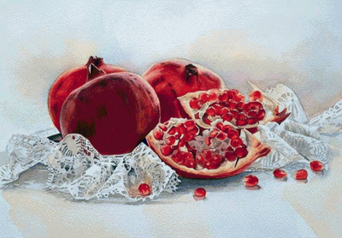Мария Мишкарёва - акварель, натюрморт, гранат, фрукт - предпросмотр