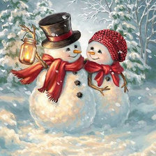 Схема вышивки «снеговики»