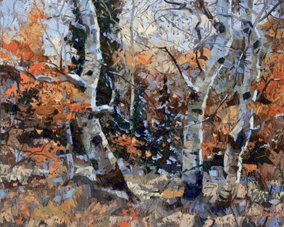 Осень, картина - пейзаж дерево - предпросмотр