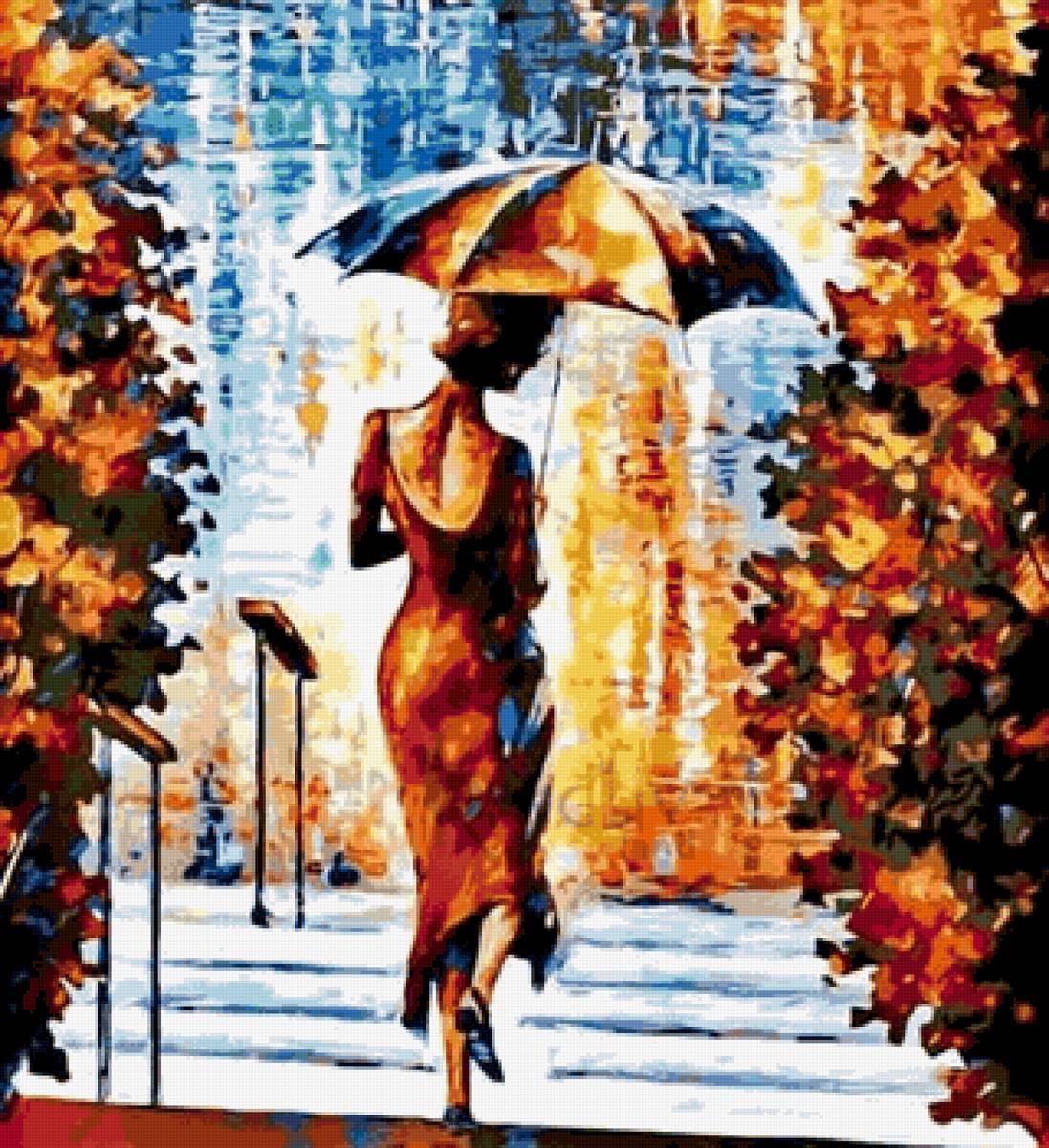 Под дождем - картина - предпросмотр