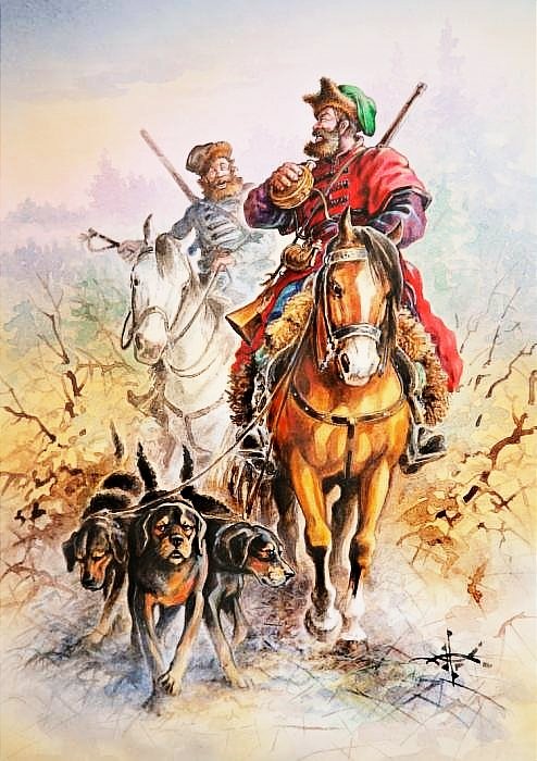 №2576750 - охота, собаки, всадники, кони - оригинал