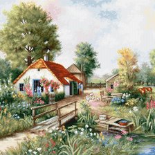 Схема вышивки «деревенский пейзаж»