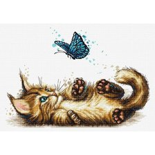 Оригинал схемы вышивки «Котик с бабочкой» (№2578334)