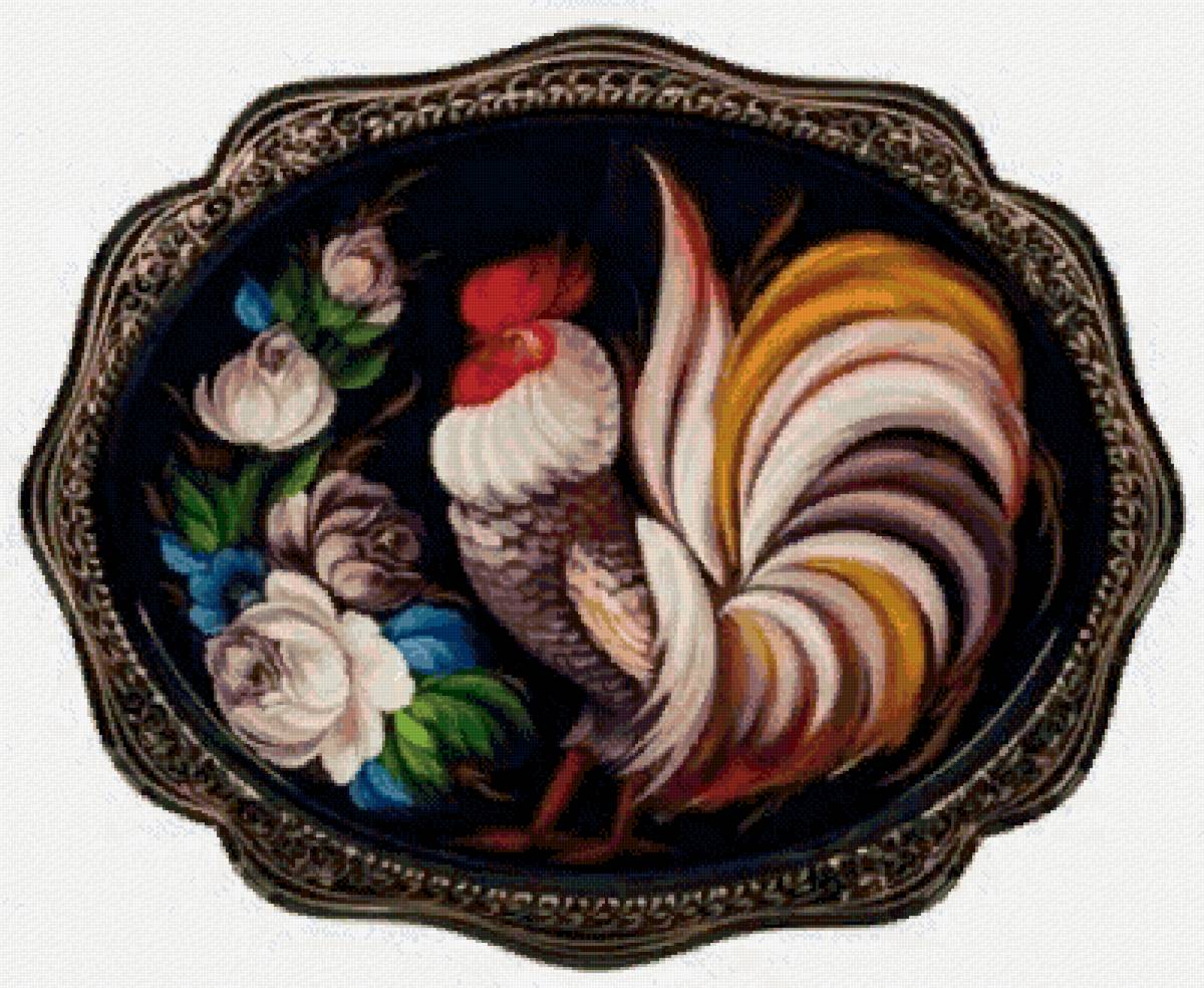 №2578904 - цветы, петух, жостовская роспись - предпросмотр