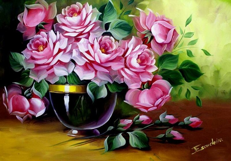 Гармония цветов. Худ. Ринальдо Эскудейро - живопись, цветы - оригинал