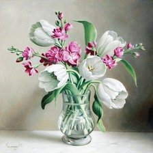 Схема вышивки «kvety vo vaze 1»