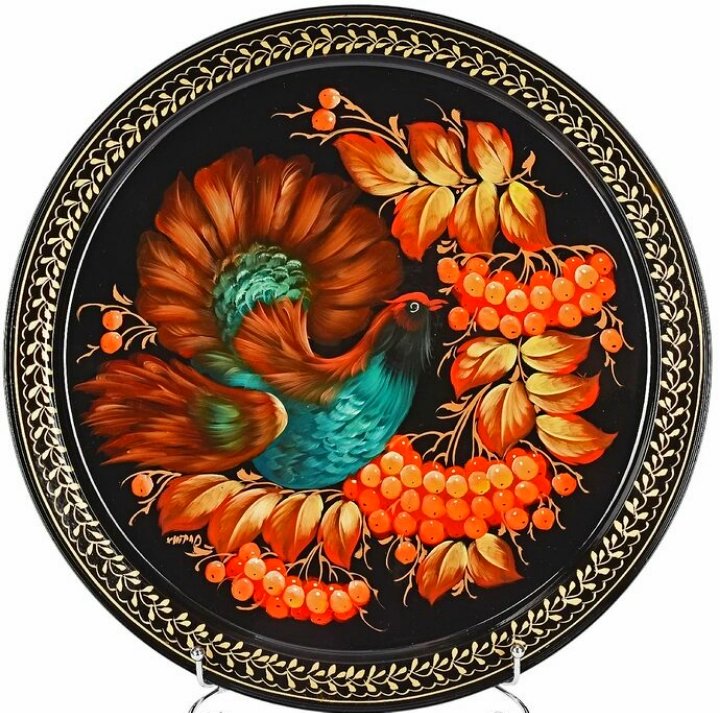 №2580337 - птица, ягоды, жостовская роспись - оригинал