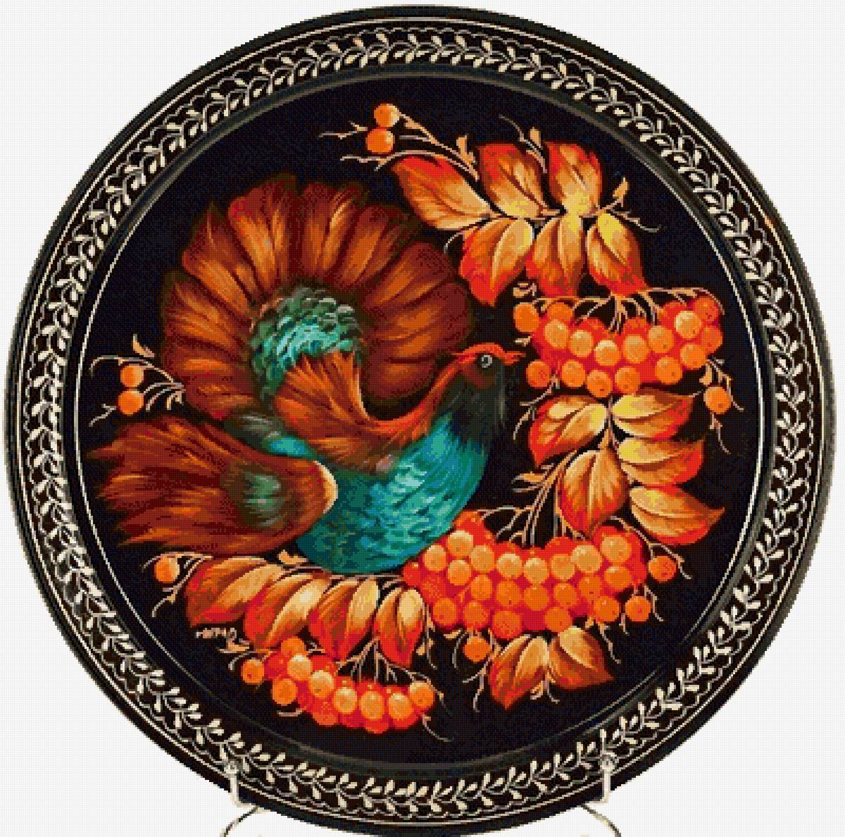 №2580337 - ягоды, птица, жостовская роспись - предпросмотр