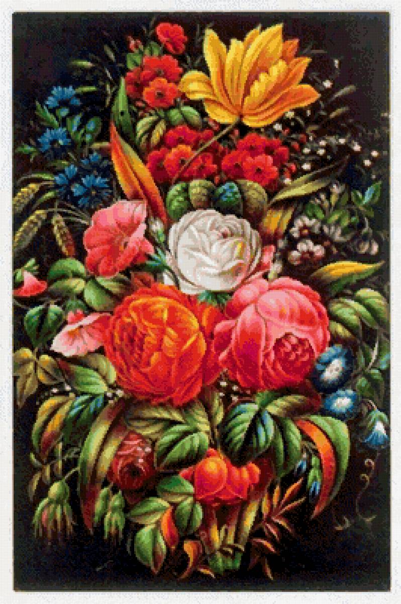 №2580340 - жостовская роспись, цветы - предпросмотр