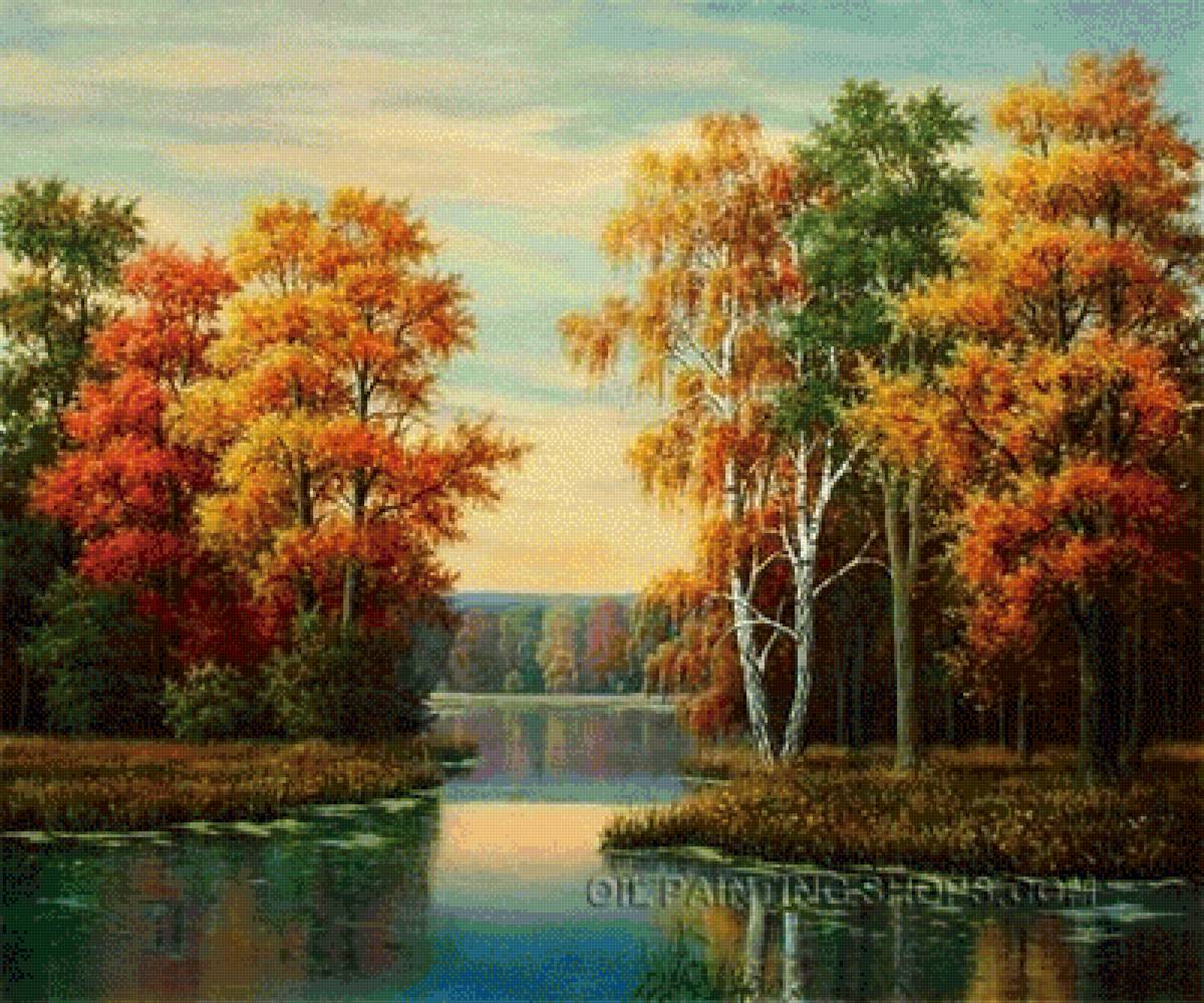 Осенняя пара - лес, озеро - предпросмотр