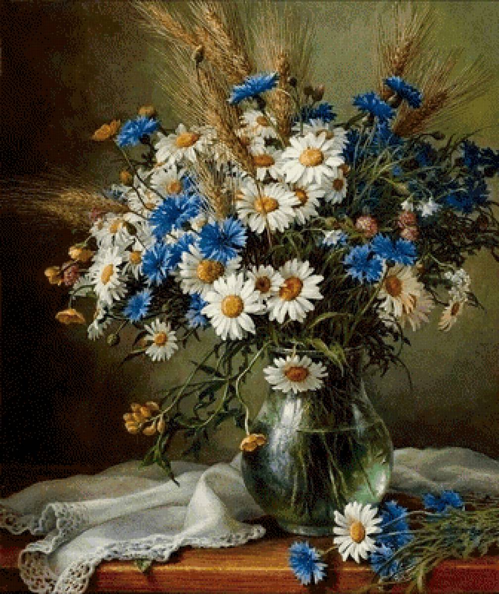 Букет - ромашки, васильки - предпросмотр