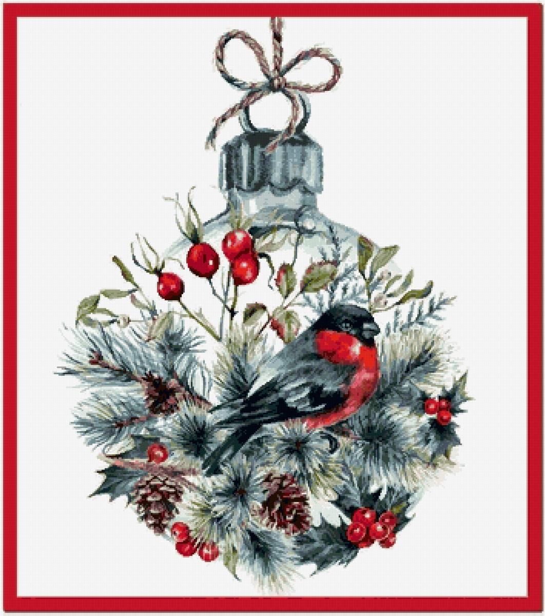 №2582325 - птица, снегирь, новогодняя - предпросмотр