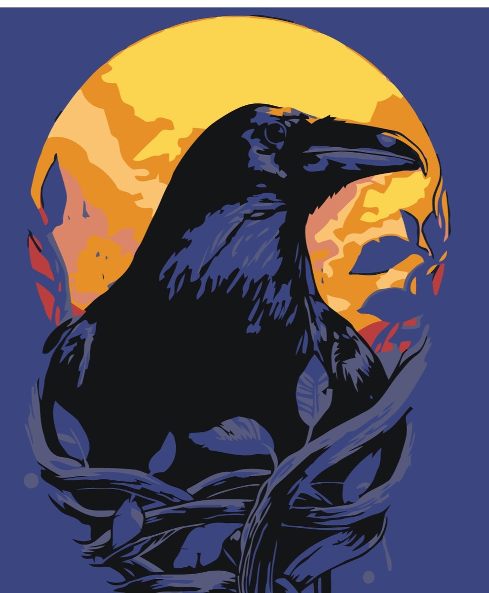 Ворона ночью - ночь, луна, ворона - оригинал