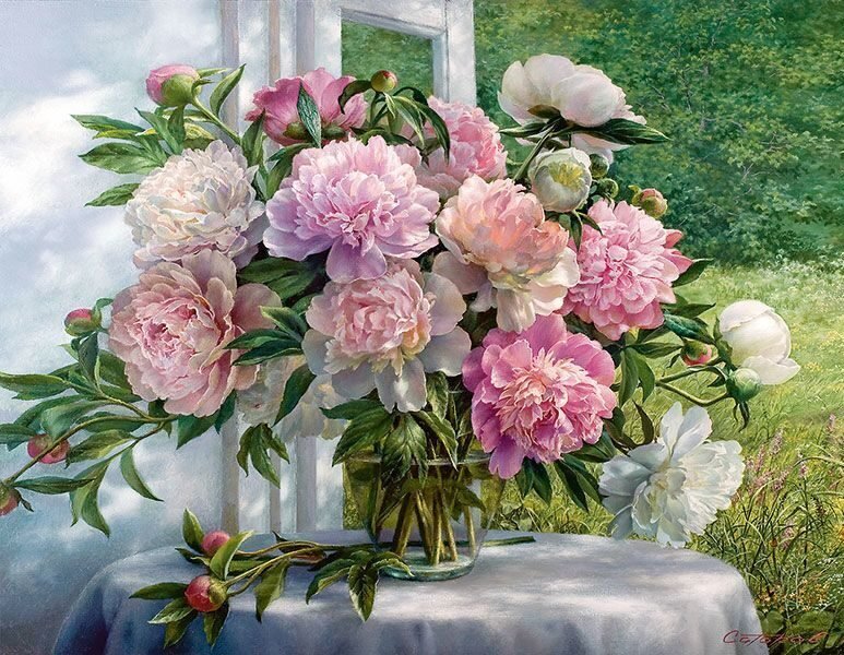 пионы у окна - оригинал