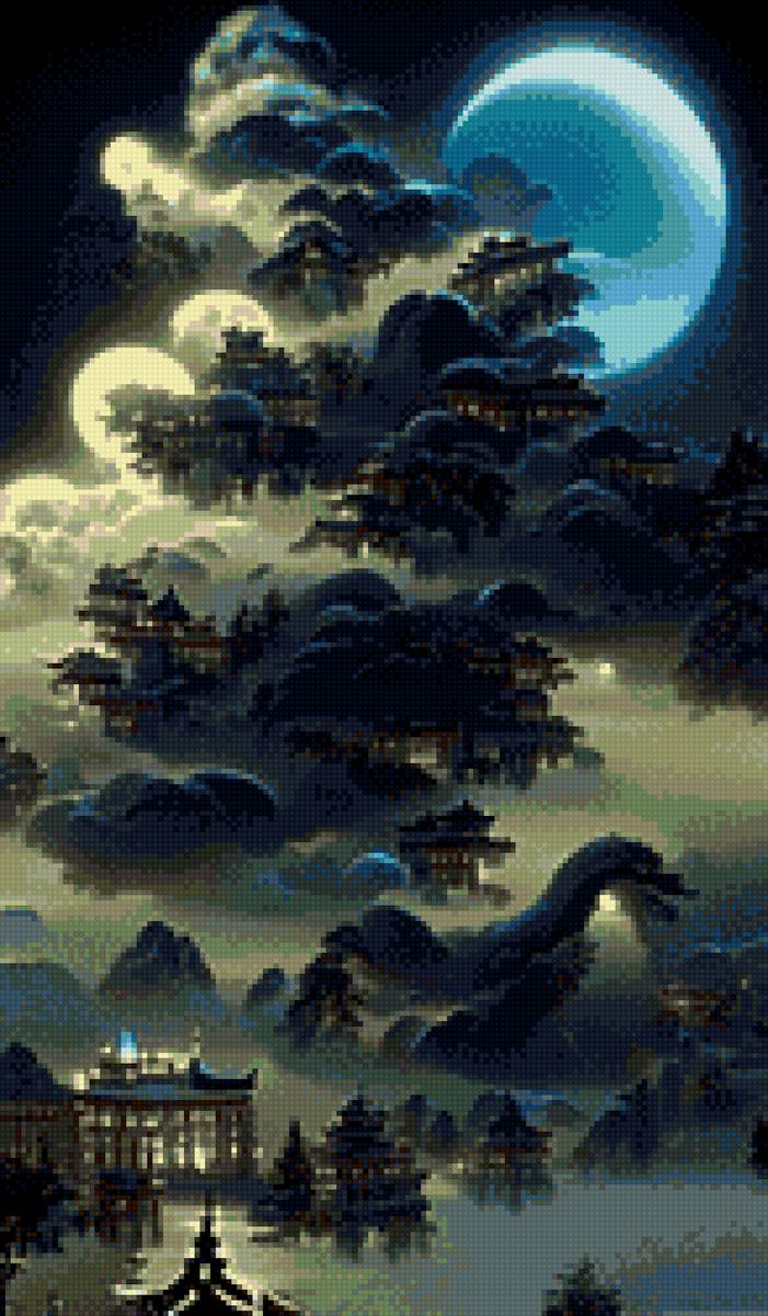 пейзаж - горы, ночь, азия - предпросмотр