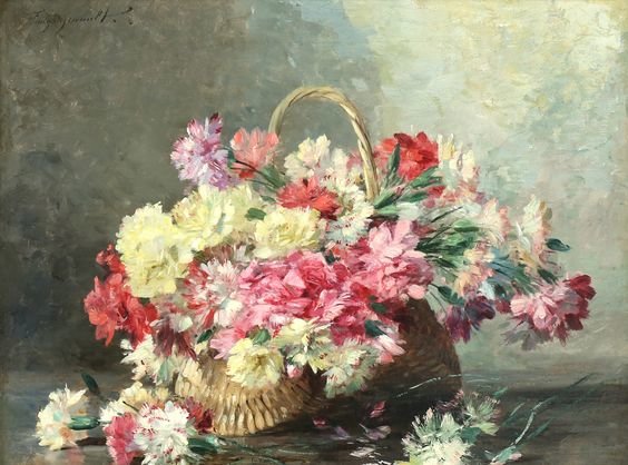 цветы - сад, осень, корзина, цветы, гвоздики - оригинал