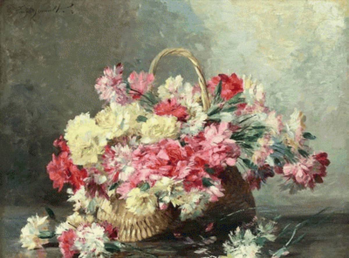 цветы - корзина, сад, цветы, гвоздики, осень - предпросмотр