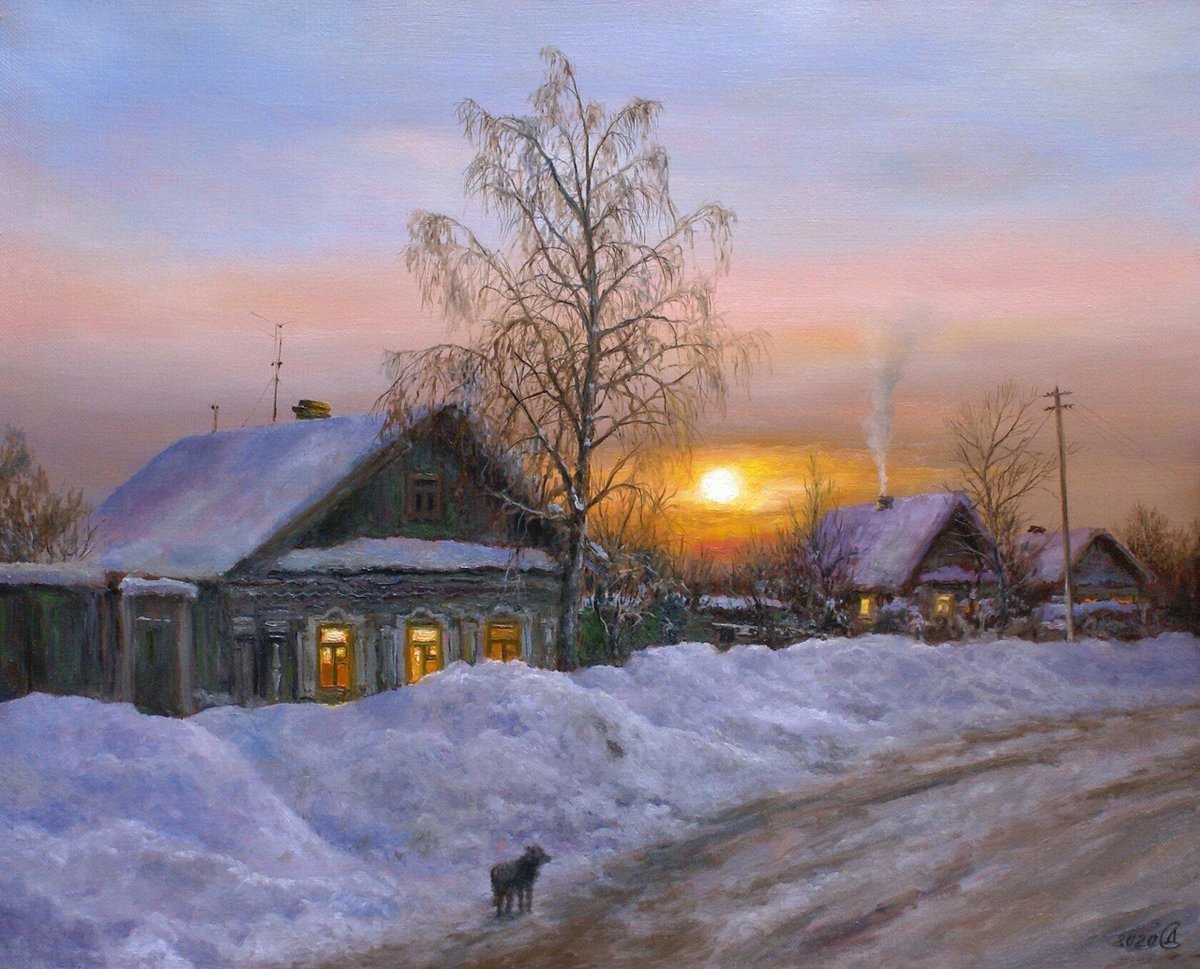 №2585676 - деревня, зима, сергей дорофеев, пнк, картина - оригинал