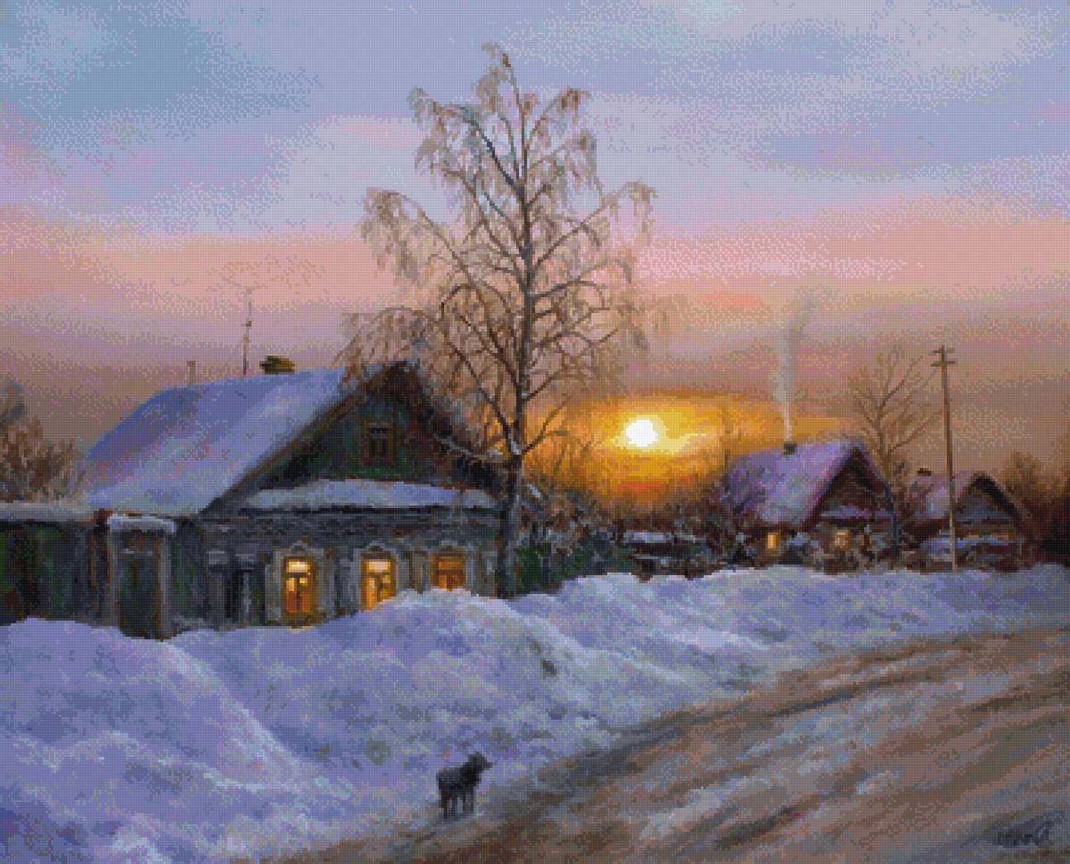 №2585676 - зима, сергей дорофеев, деревня, картина, пнк - предпросмотр