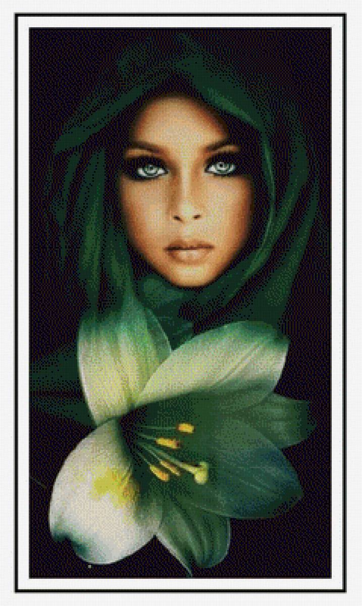 Chica árabe vestida de verde - предпросмотр