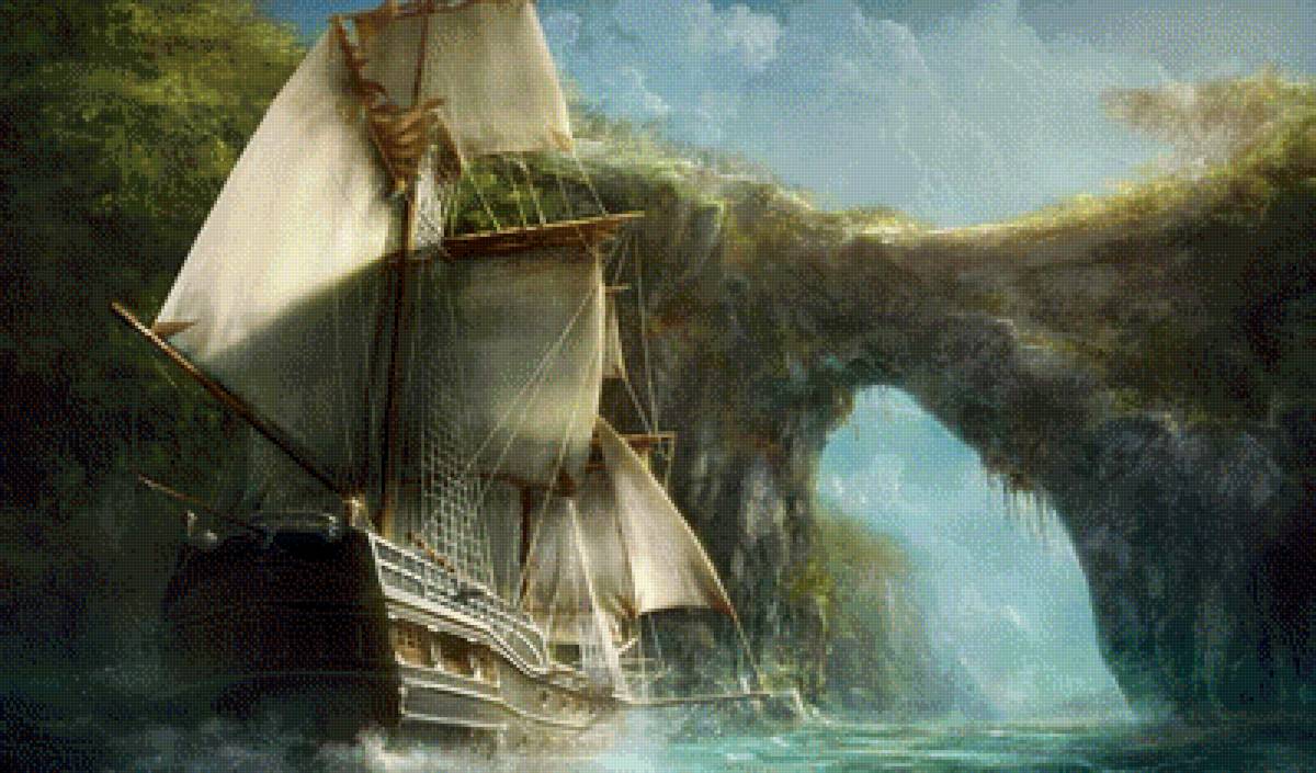 путь корабля 2 - природа корабль скалы море - предпросмотр